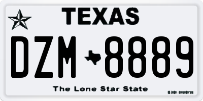 TX license plate DZM8889