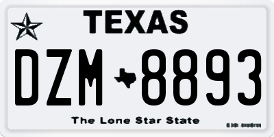 TX license plate DZM8893