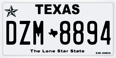 TX license plate DZM8894