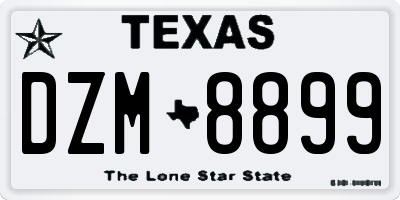 TX license plate DZM8899