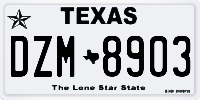 TX license plate DZM8903