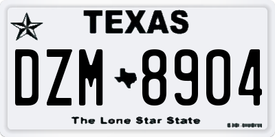 TX license plate DZM8904