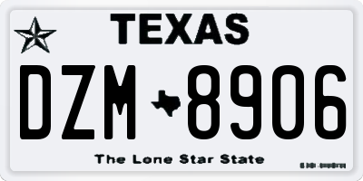 TX license plate DZM8906