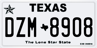 TX license plate DZM8908