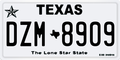 TX license plate DZM8909
