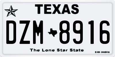 TX license plate DZM8916