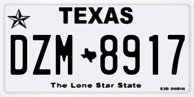 TX license plate DZM8917