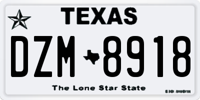 TX license plate DZM8918