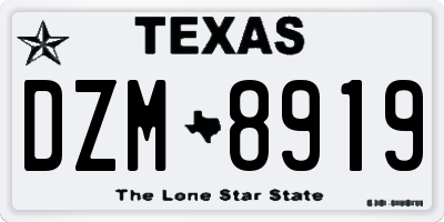 TX license plate DZM8919