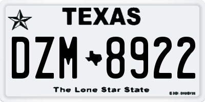 TX license plate DZM8922