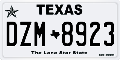 TX license plate DZM8923