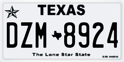 TX license plate DZM8924