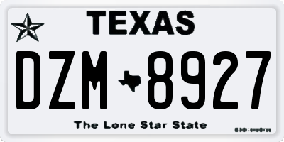 TX license plate DZM8927