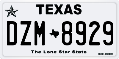 TX license plate DZM8929
