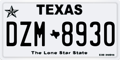 TX license plate DZM8930