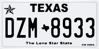TX license plate DZM8933