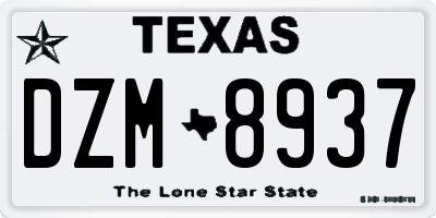TX license plate DZM8937