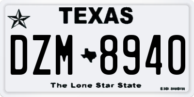 TX license plate DZM8940
