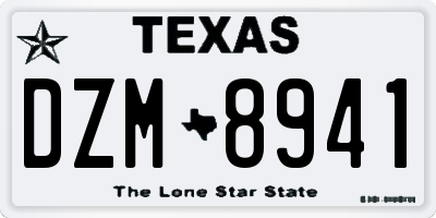 TX license plate DZM8941