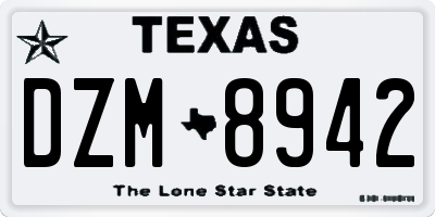 TX license plate DZM8942