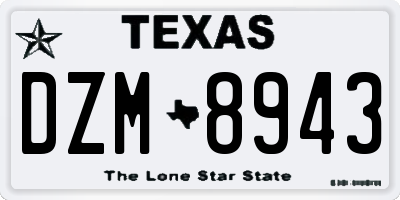 TX license plate DZM8943