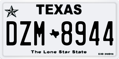 TX license plate DZM8944