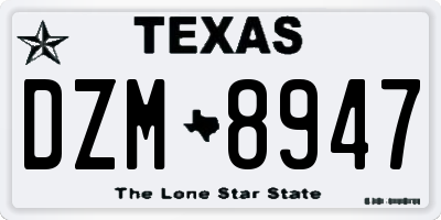 TX license plate DZM8947