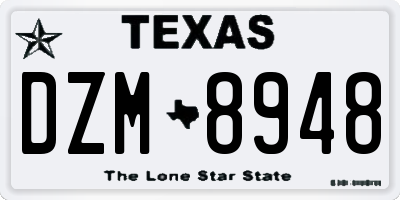 TX license plate DZM8948