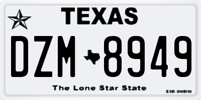 TX license plate DZM8949