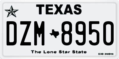 TX license plate DZM8950