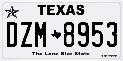 TX license plate DZM8953
