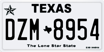TX license plate DZM8954