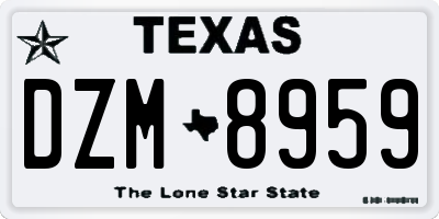 TX license plate DZM8959