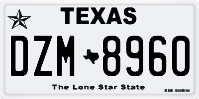 TX license plate DZM8960
