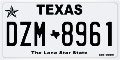 TX license plate DZM8961