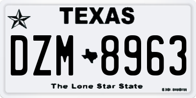 TX license plate DZM8963