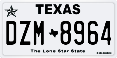 TX license plate DZM8964