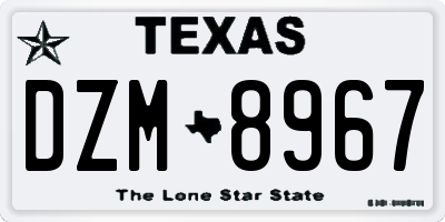 TX license plate DZM8967