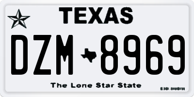 TX license plate DZM8969