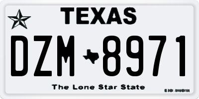 TX license plate DZM8971
