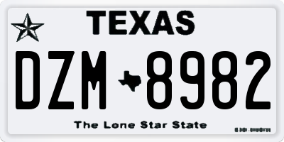 TX license plate DZM8982