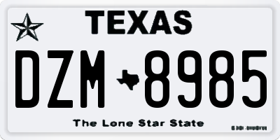 TX license plate DZM8985