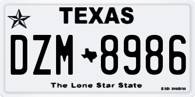 TX license plate DZM8986