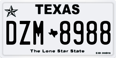TX license plate DZM8988