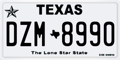 TX license plate DZM8990