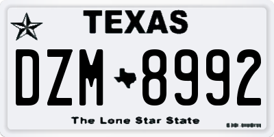 TX license plate DZM8992