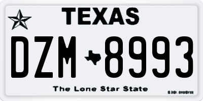TX license plate DZM8993
