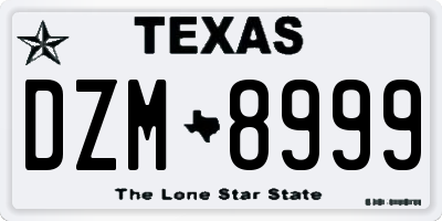 TX license plate DZM8999