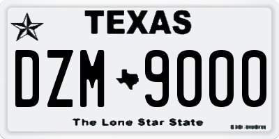 TX license plate DZM9000