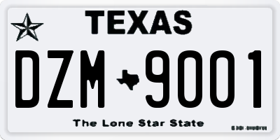 TX license plate DZM9001